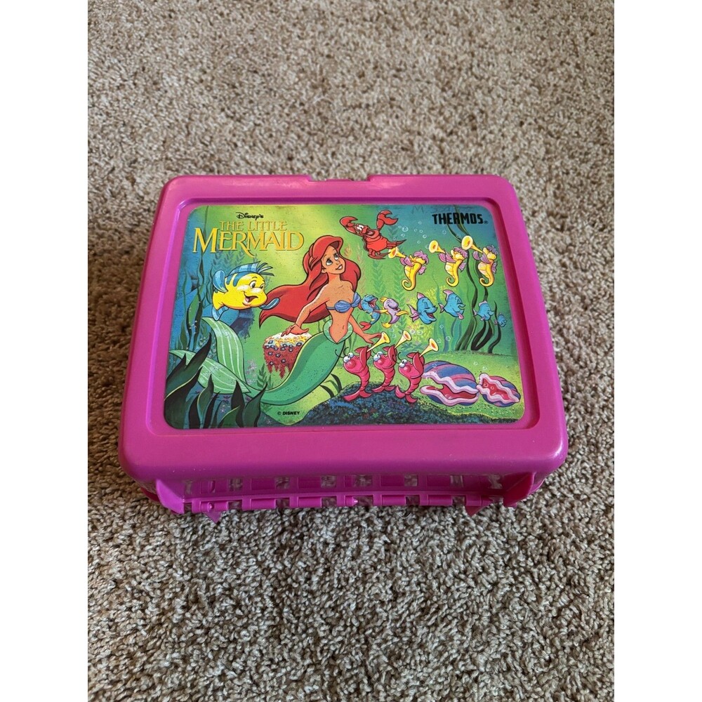 Vintage 1990s Thermos Lunchbox Set Disney's The Little Mermaid Pink Plastic